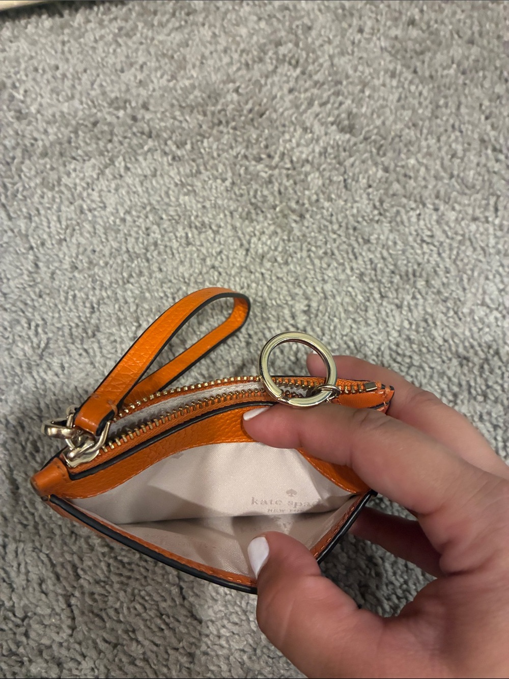kate spade orange pebbled leather wristlet card holder - Picture 4 of 5